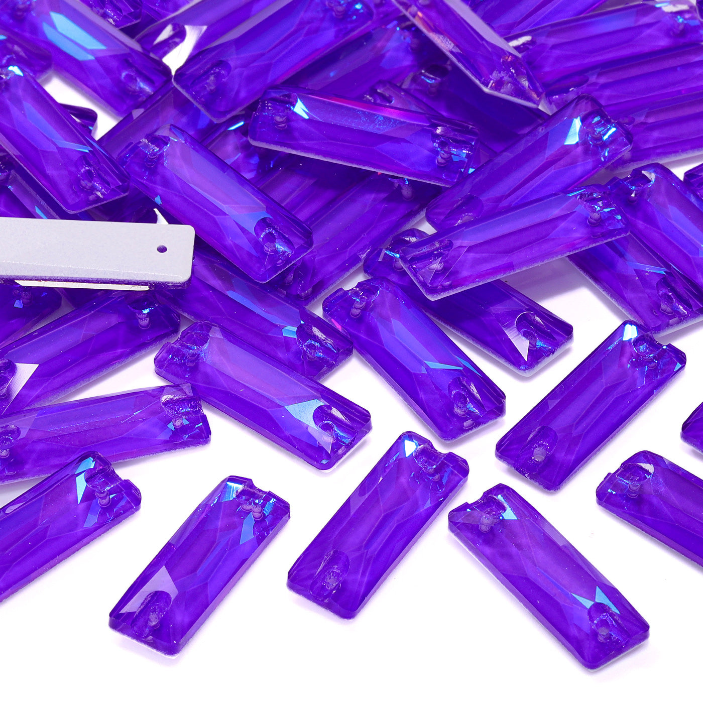 Electric Neon Violet Cosmic Baguette Shape High Quality Glass Sew-on Rhinestones WholesaleRhinestone