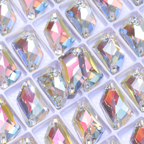 Light Crystal AB De-Art Shape High Quality Glass Sew-on Rhinestones