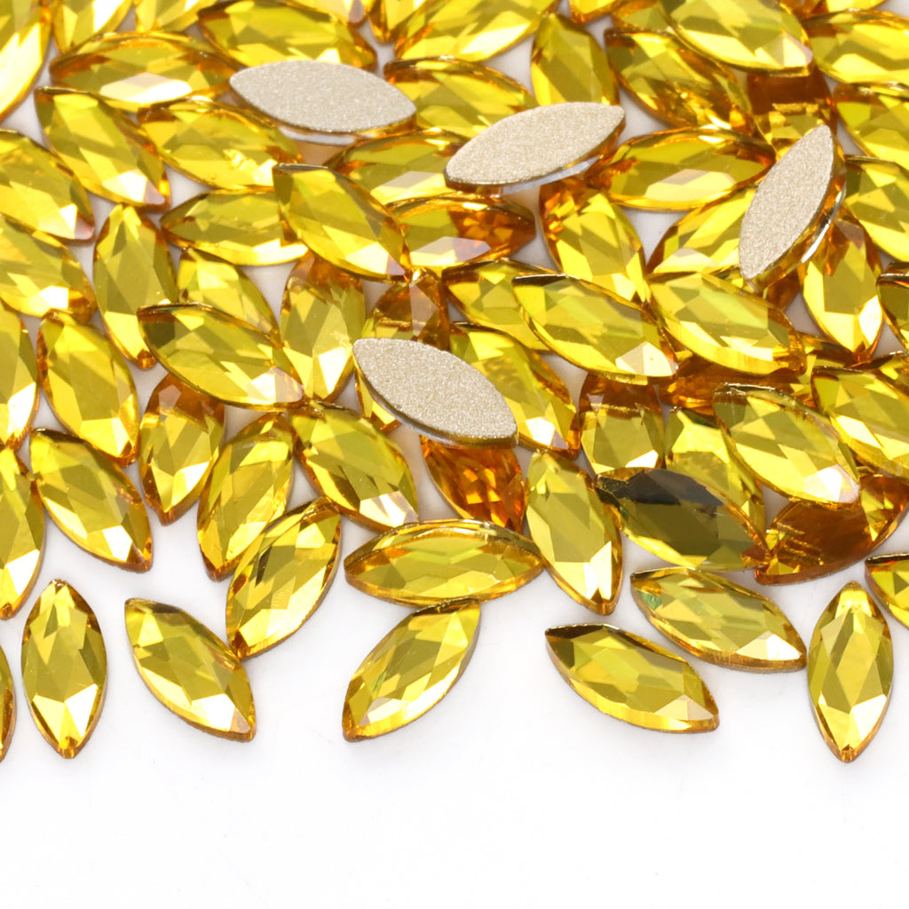 Navette Shape Citrine Flat Back Fancy Rhinestones WholesaleRhinestone