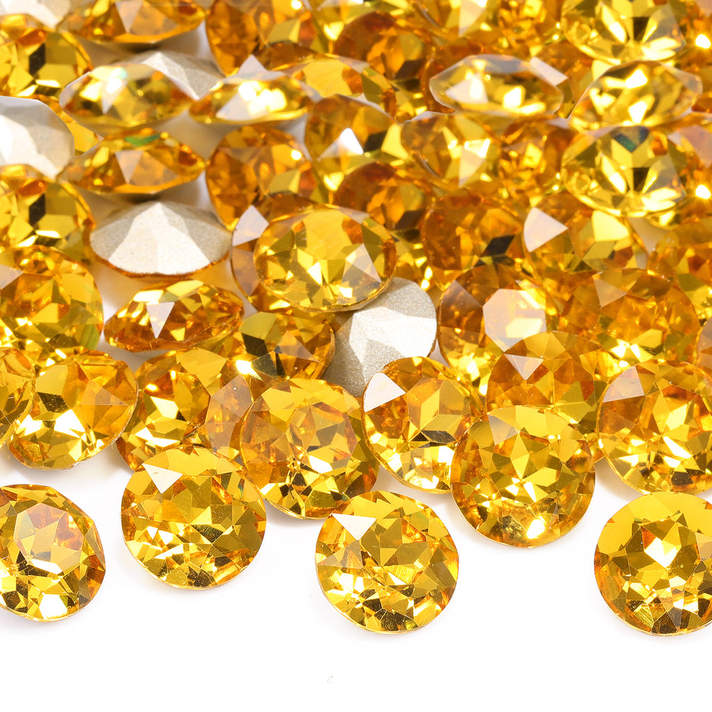 Light Topaz Gemstone Flower Shape High Quality Glass Pointed Back Fancy Rhinestones WholesaleRhinestone
