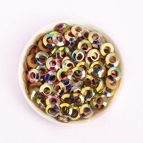 Round Hollow Shape Crystal AB Flat Back Fancy Rhinestones