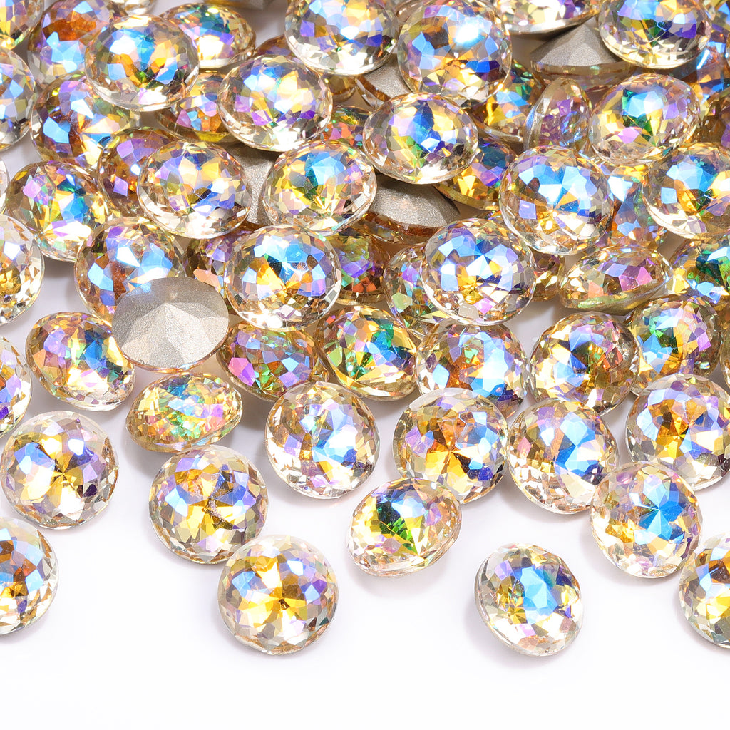 Paradise Shine Dome Round Shape High Quality Glass Pointed Back Fancy Rhinestones WholesaleRhinestone
