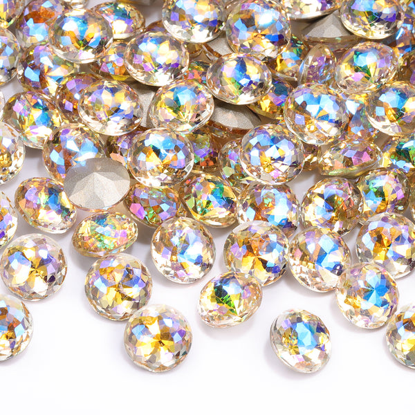 Paradise Shine Dome Round Shape High Quality Glass Pointed Back Fancy Rhinestones WholesaleRhinestone