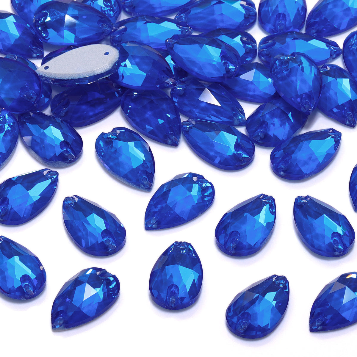 Electric Neon Sapphire Drop Shape High Quality Glass Sew-on Rhinestones WholesaleRhinestone