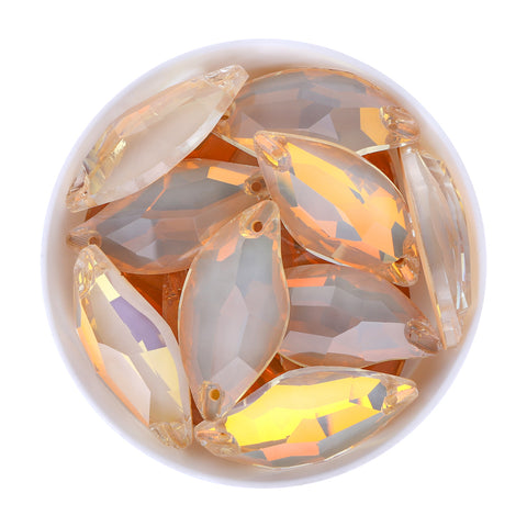 Silk AM Diamond Leaf Shape High Quality Glass Sew-on Rhinestones