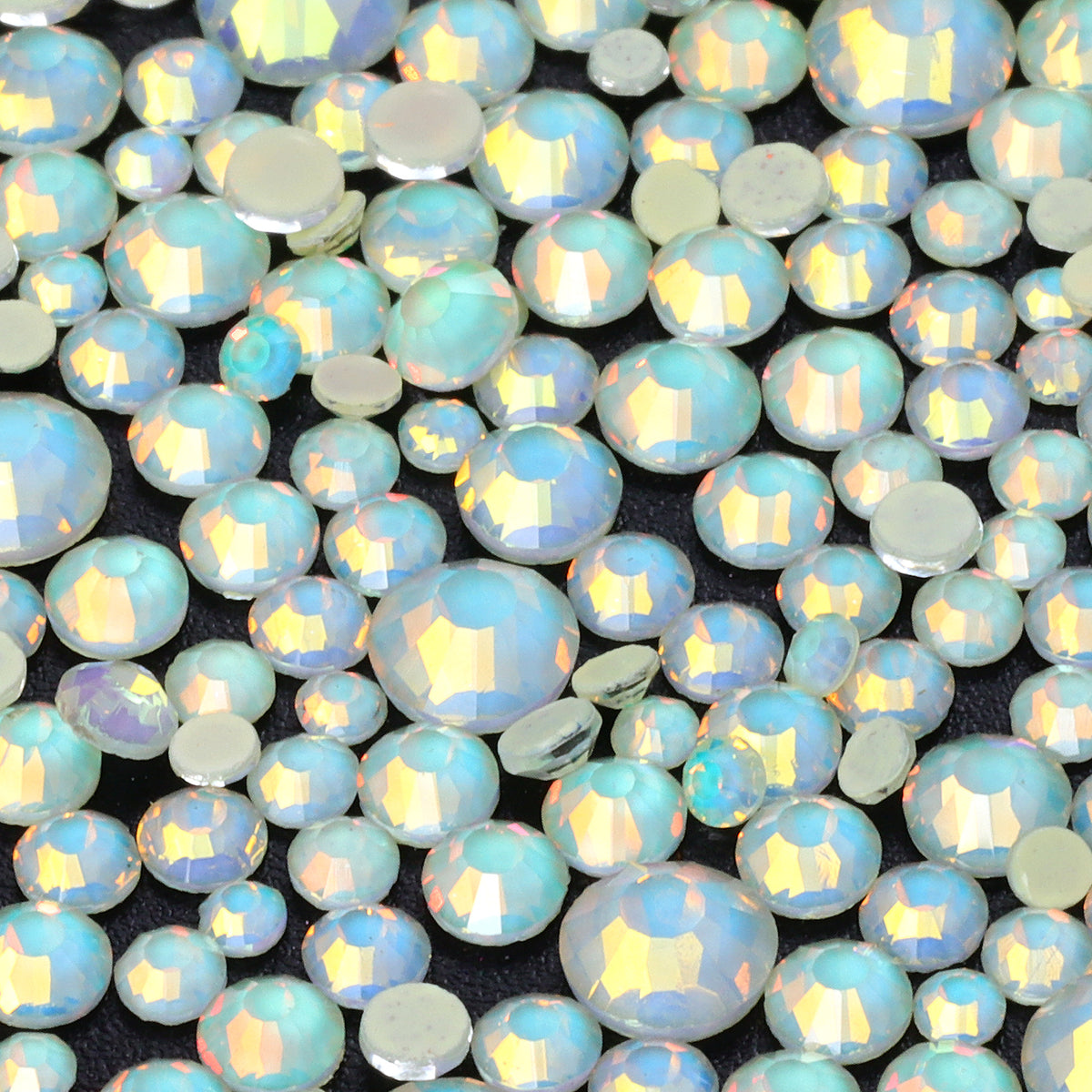 Mixed Sizes Mocha Opal Lt Yellow Glass Flat Back Rhinestones For Nail Art WholesaleRhinestone