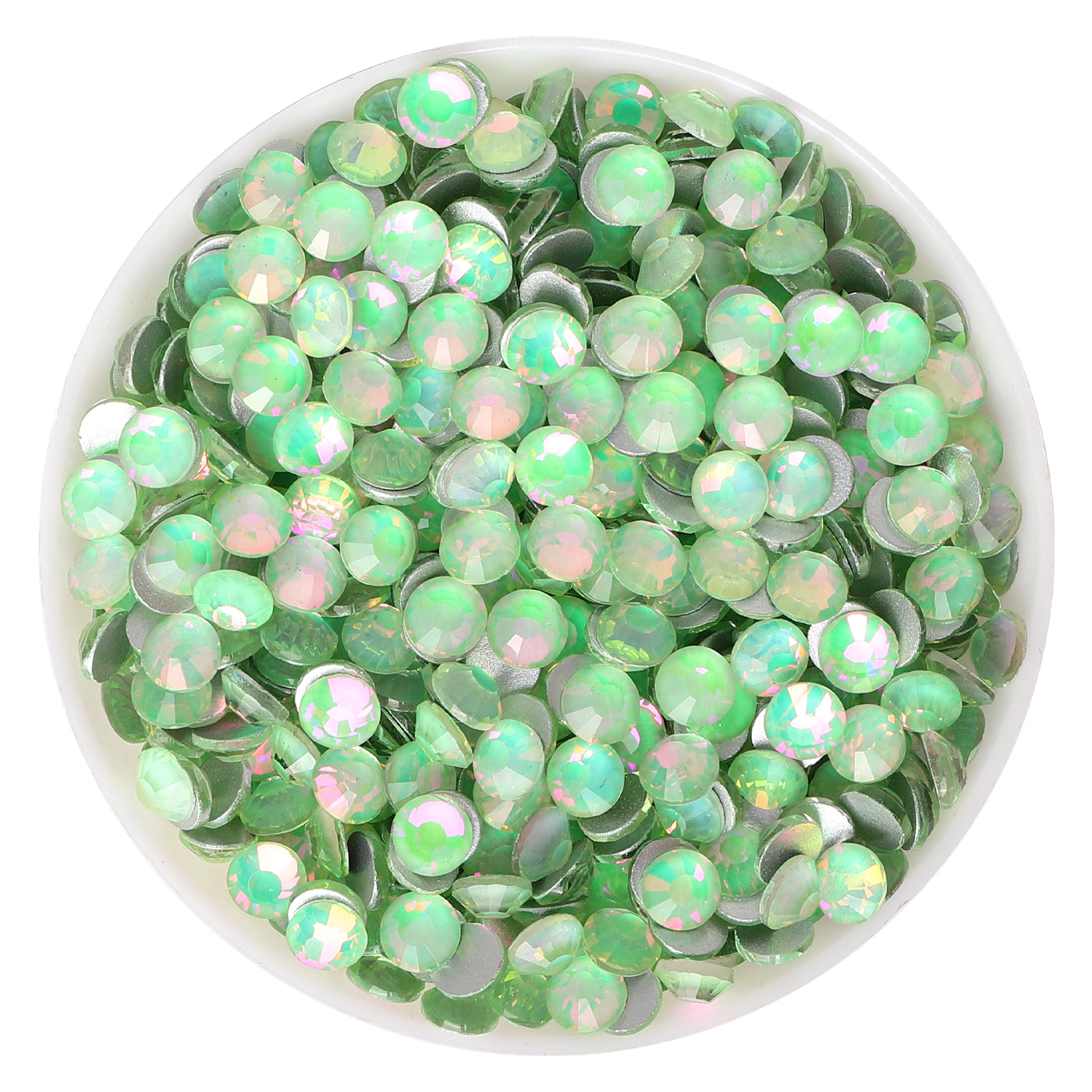 Crystal Green Opal Glass FlatBack Rhinestones Silver Back WholesaleRhinestone Imagen principal del producto