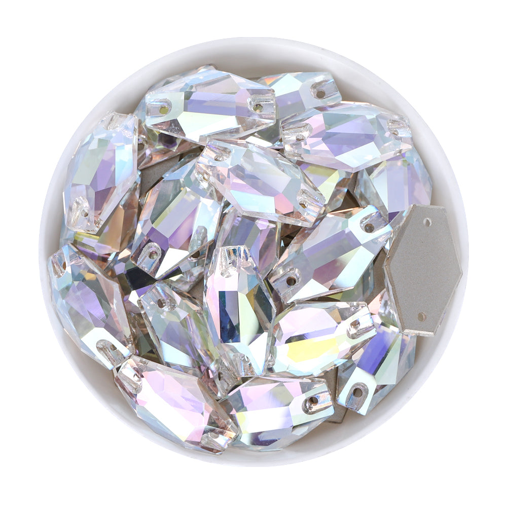 Crystal Transmission Hexagon Shape High Quality Glass Sew-on Rhinestones