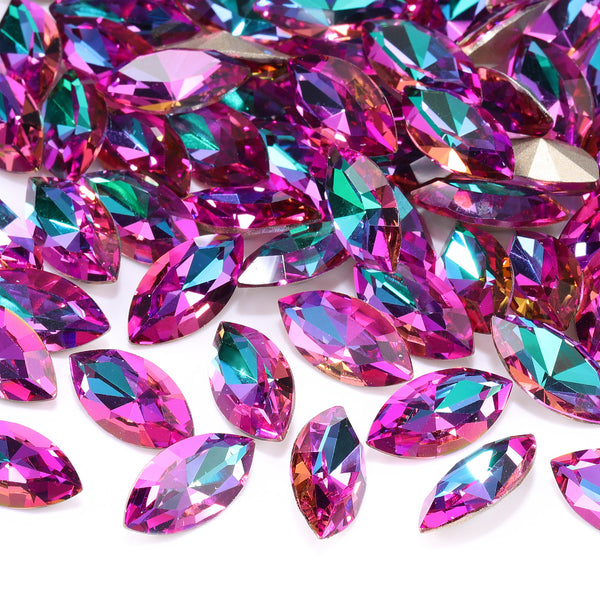 Heliotrope Navette Shape High Quality Glass Pointed Back Fancy Rhinestones WholesaleRhinestone