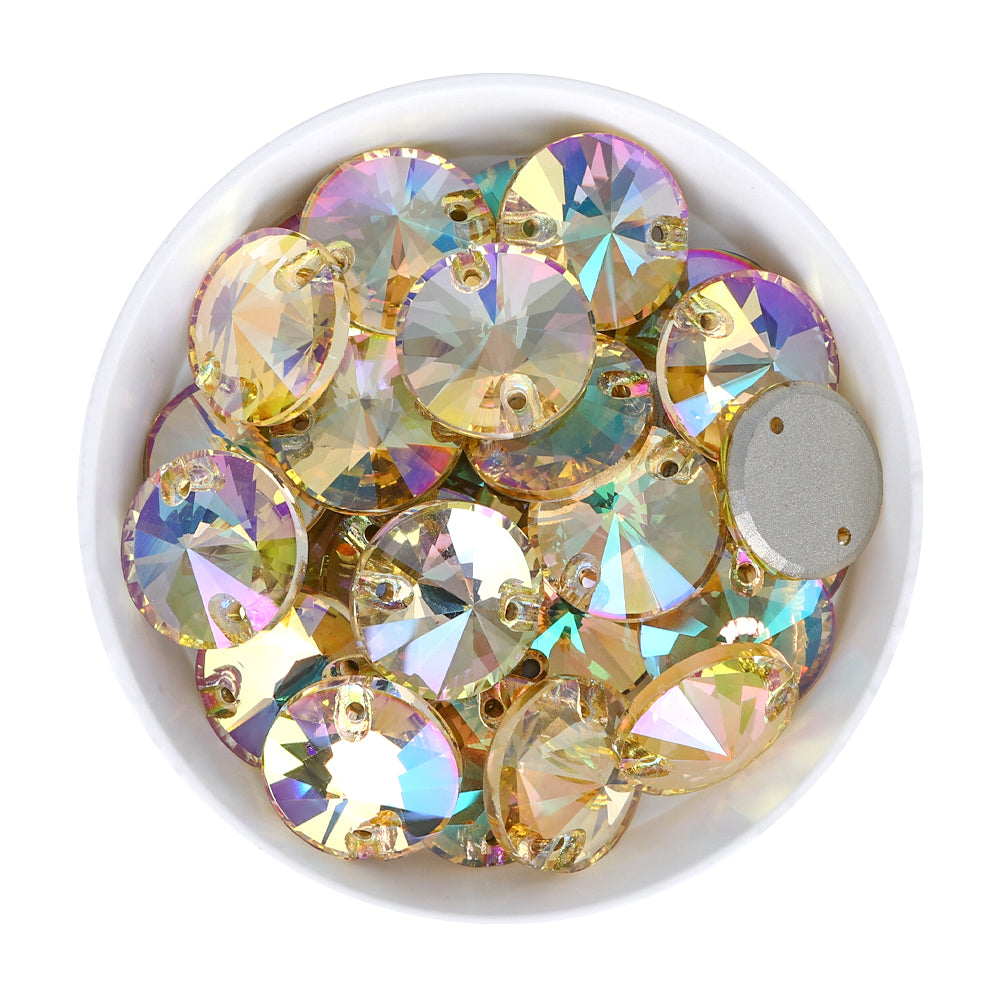 Luminous Green Rivoli  Shape High Quality Glass Sew-on Rhinestones WholesaleRhinestone