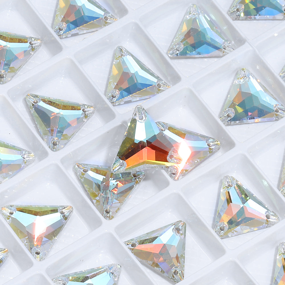 Light Crystal AB Triangle Shape High Quality Glass Sew-on Rhinestones WholesaleRhinestone