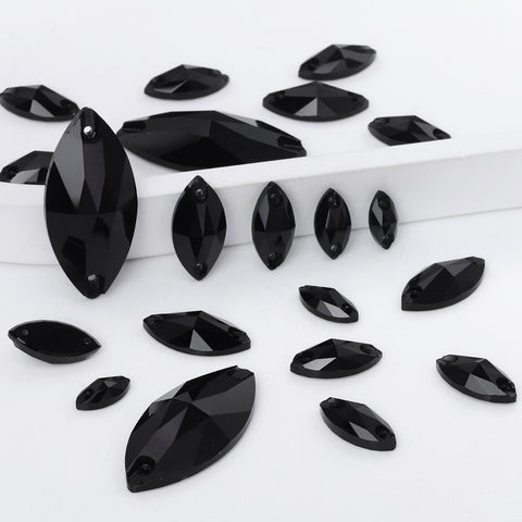 Mixed Sizes Jet Navette Shape High Quality Glass Sew-on Rhinestones WholesaleRhinestone 메인 이미지