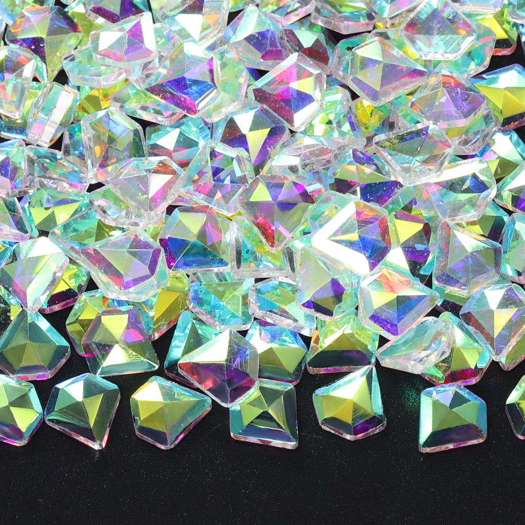 Diamond Shape Crystal AB Unfoiled Flat Back Fancy Rhinestones