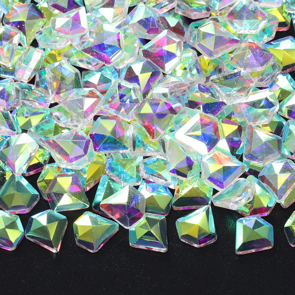Diamond Shape Crystal AB Unfoiled Flat Back Fancy Rhinestones
