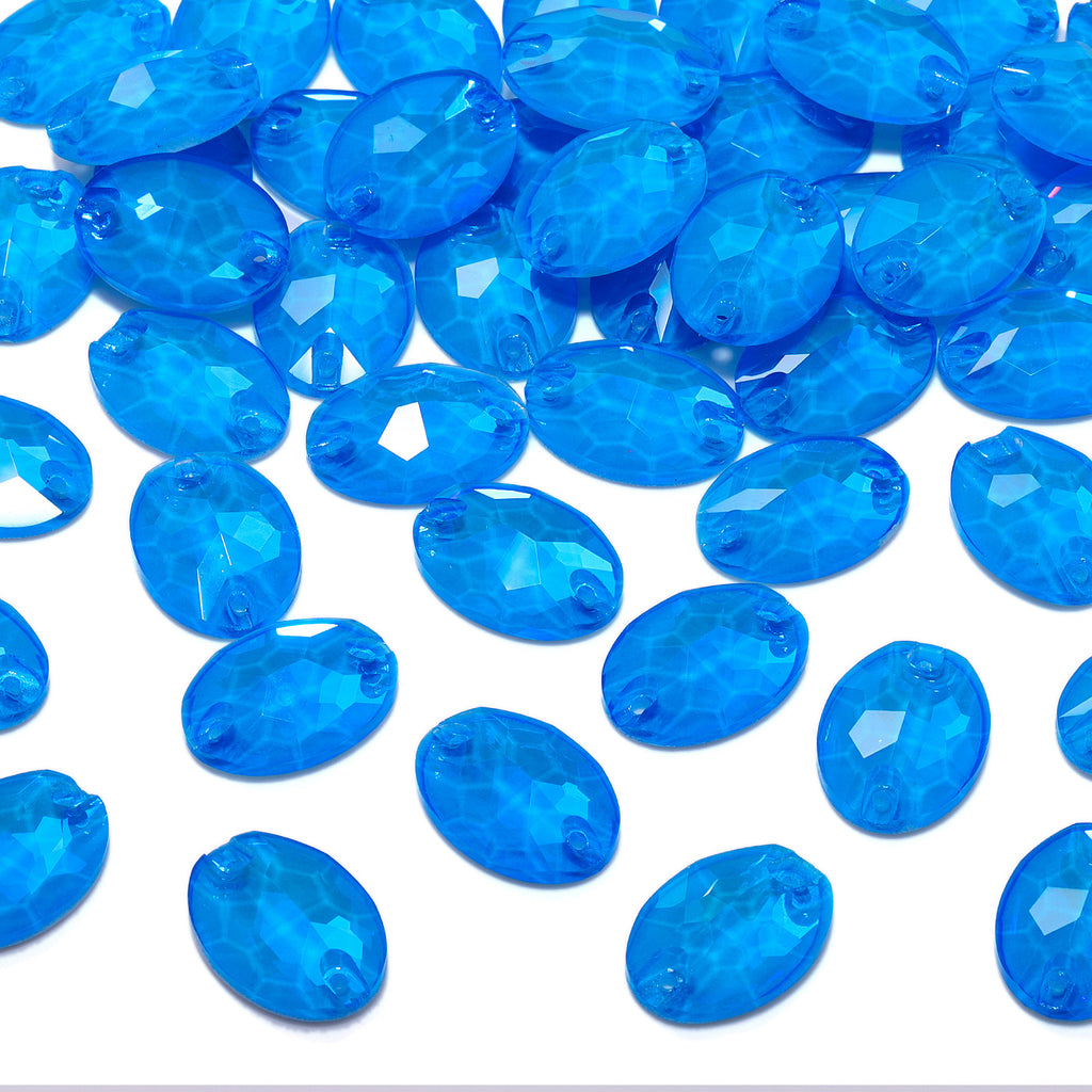 Electric Neon Blue Oval Shape High Quality Glass Sew-on Rhinestones WholesaleRhinestone