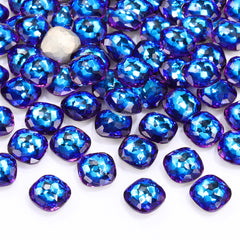 Bermuda Blue Fantasy Cushion Square Shape Glass de alta calidad Rhinestones elegantes