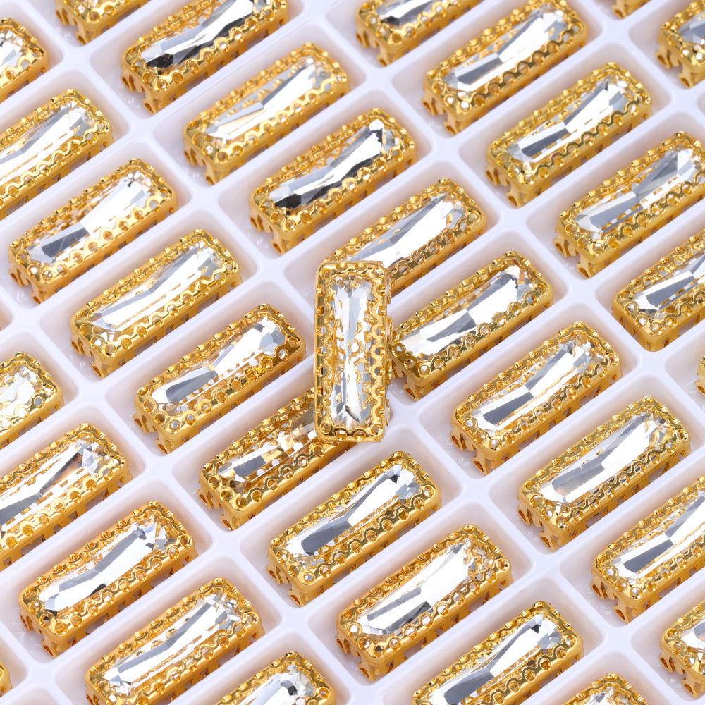 Crystal Princess Baguette Shape High-Quality Glass Sew-on Nest Hollow Claw Rhinestones WholesaleRhinestone