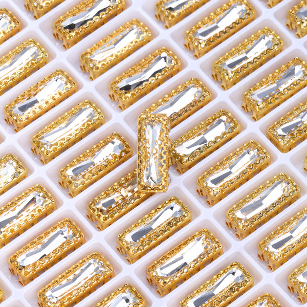 Crystal Princess Baguette Shape High-Quality Glass Sew-on Nest Hollow Claw Rhinestones WholesaleRhinestone