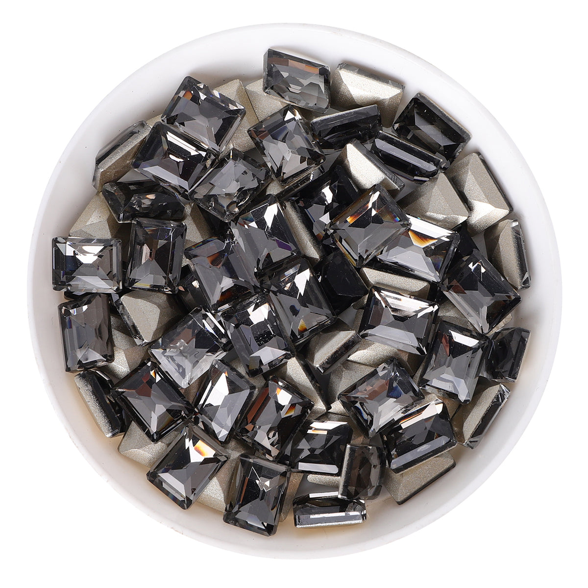 Black Diamond Rectangle Shape Glass Pointed Back Fancy Rhinestones WholesaleRhinestone