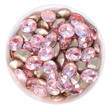 Cognac Pink Oval Shape Glass Pointed Back Fancy Rhinestones WholesaleRhinestone