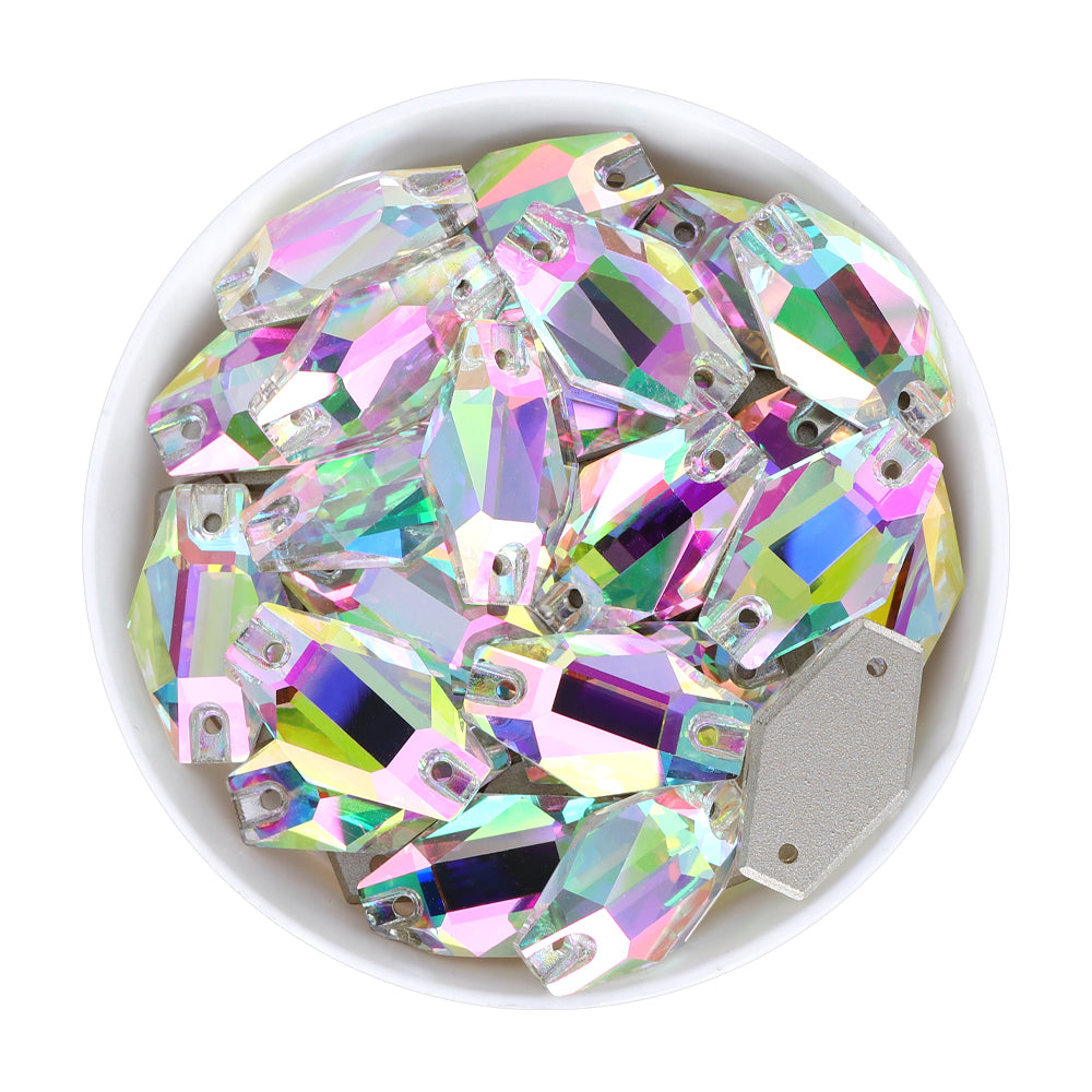 Crystal Phantom Hexagon Shape High Quality Glass Sew-on Rhinestones