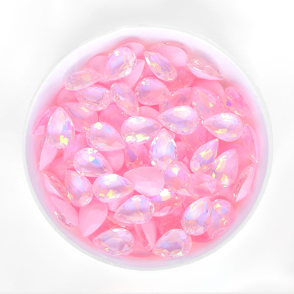 Light Pink AM Drop Shape Glass Pointed Back Fancy Rhinestones WholesaleRhinestone