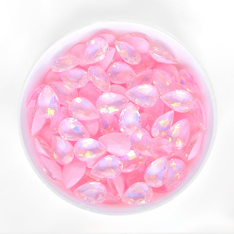 Light Pink AM Drop Shape Glass Pointed Back Fancy Rhinestones