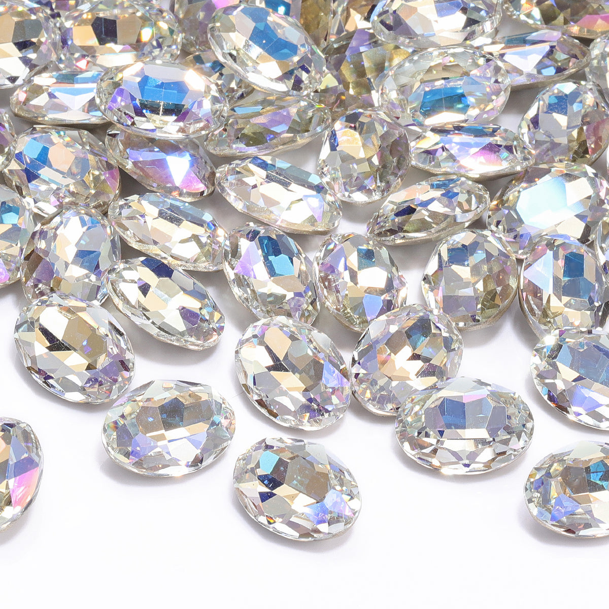 Moonlight Oval Shape High Quality Glass Pointed Back Fancy Rhinestones WholesaleRhinestone