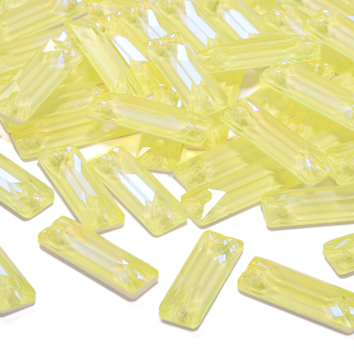 Electric Neon Light Topaz Cosmic Baguette Shape High Quality Glass Sew-on Rhinestones WholesaleRhinestone
