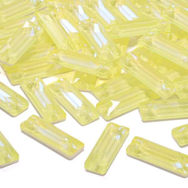 Electric Neon Light Topaz Cosmic Baguette Shape High Quality Glass Sew-on Rhinestones WholesaleRhinestone