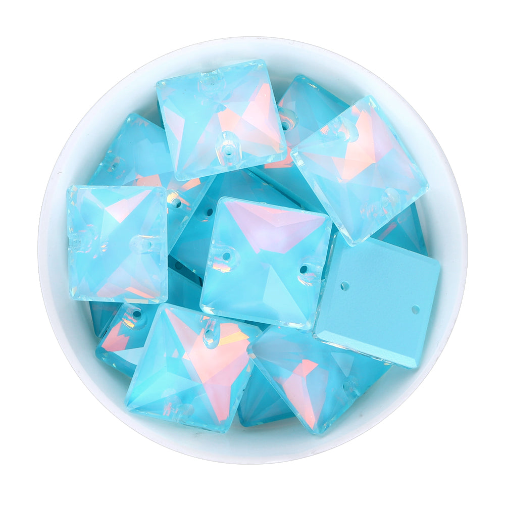 Aquamarine AM Square Shape High Quality Glass Sew-on Rhinestones WholesaleRhinestone Hovedbillede