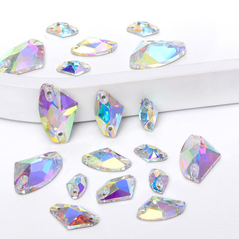 Mixed Sizes Crystal AB Galactic Shape High Quality Glass Sew-on Rhinestones WholesaleRhinestone Image principale du produit
