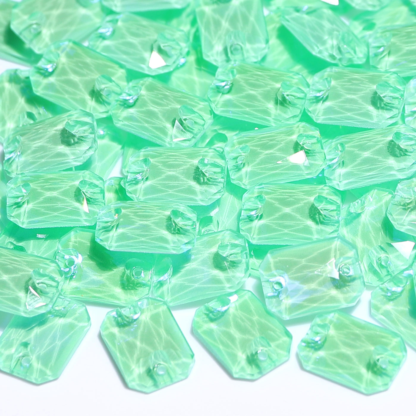 Electric Neon Greenwrap Octagon Shape High Quality Glass Sew-on Rhinestones