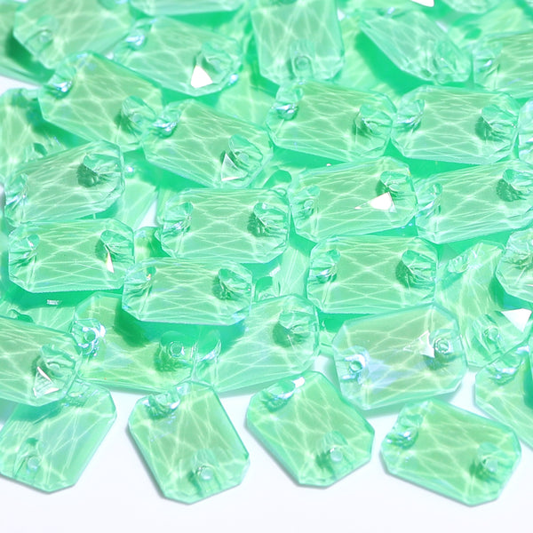 Electric Neon Greenwrap Octagon Shape High Quality Glass Sew-on Rhinestones WholesaleRhinestone