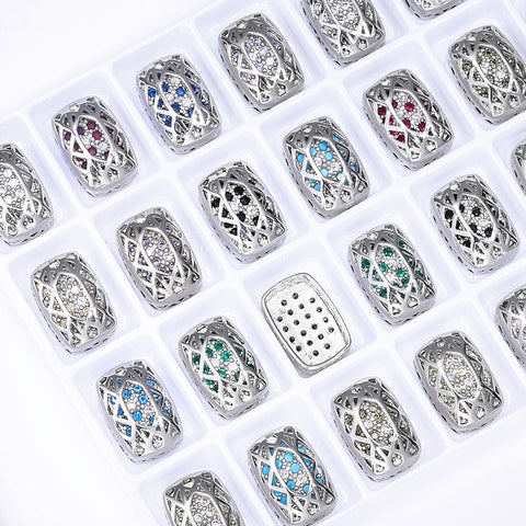 Cushion Rectangle Shape Imitation Rhodium Plated High-Quality Sew-on Alloy Charms Inlaid Cubic Zirconia