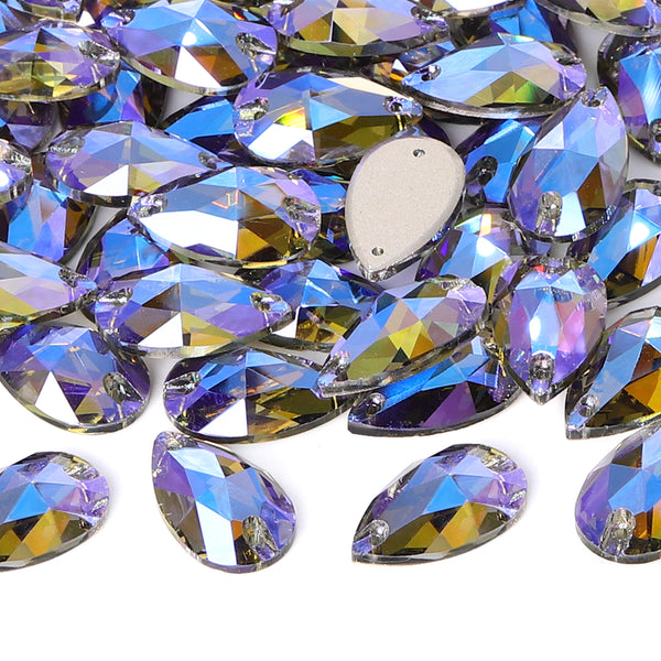 Black Diamond Shimmer Drop Shape High Quality Glass Sew-on Rhinestones WholesaleRhinestone