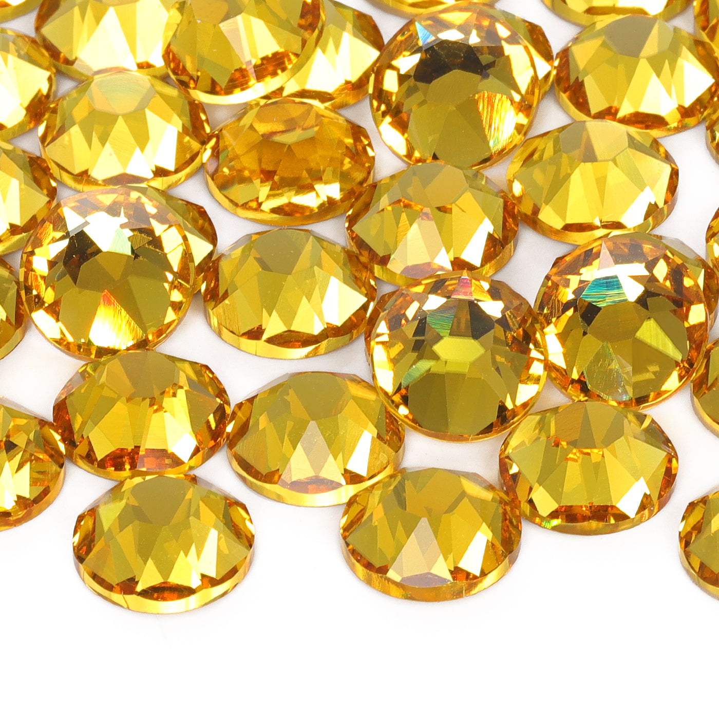 Light Topaz XIRIUS Round Shape High Quality Glass Beveled Flat Back Rhinestones WholesaleRhinestone Imagen principal del producto