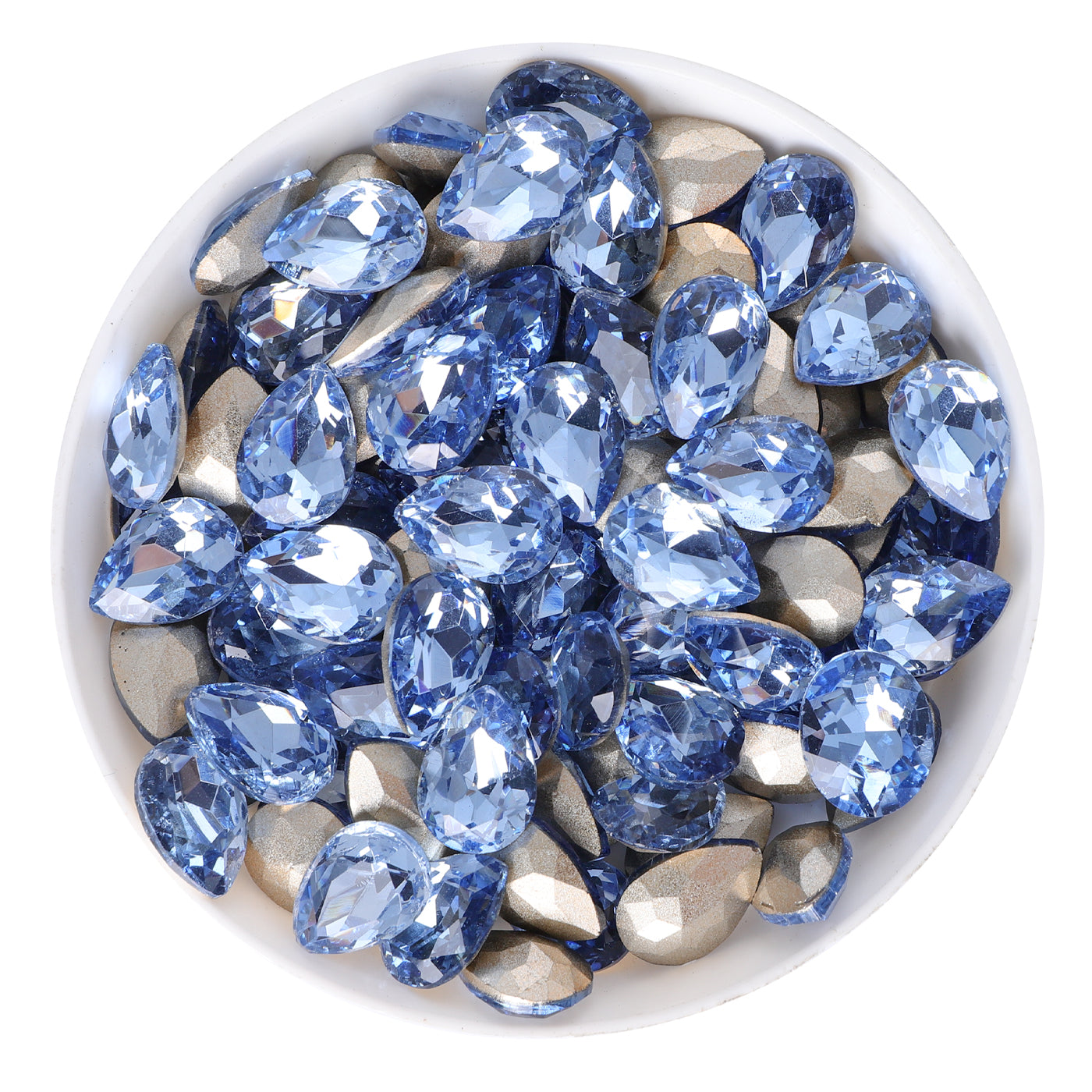 Lt Light Blue Pear Shape Glass Pointed Back Fancy Rhinestones WholesaleRhinestone Main image