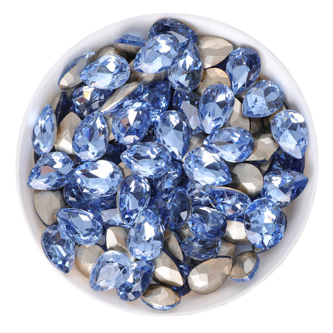 Lt Light Blue Pear Shape Glass Pointed Back Fancy Rhinestones WholesaleRhinestone Imagen principal del producto