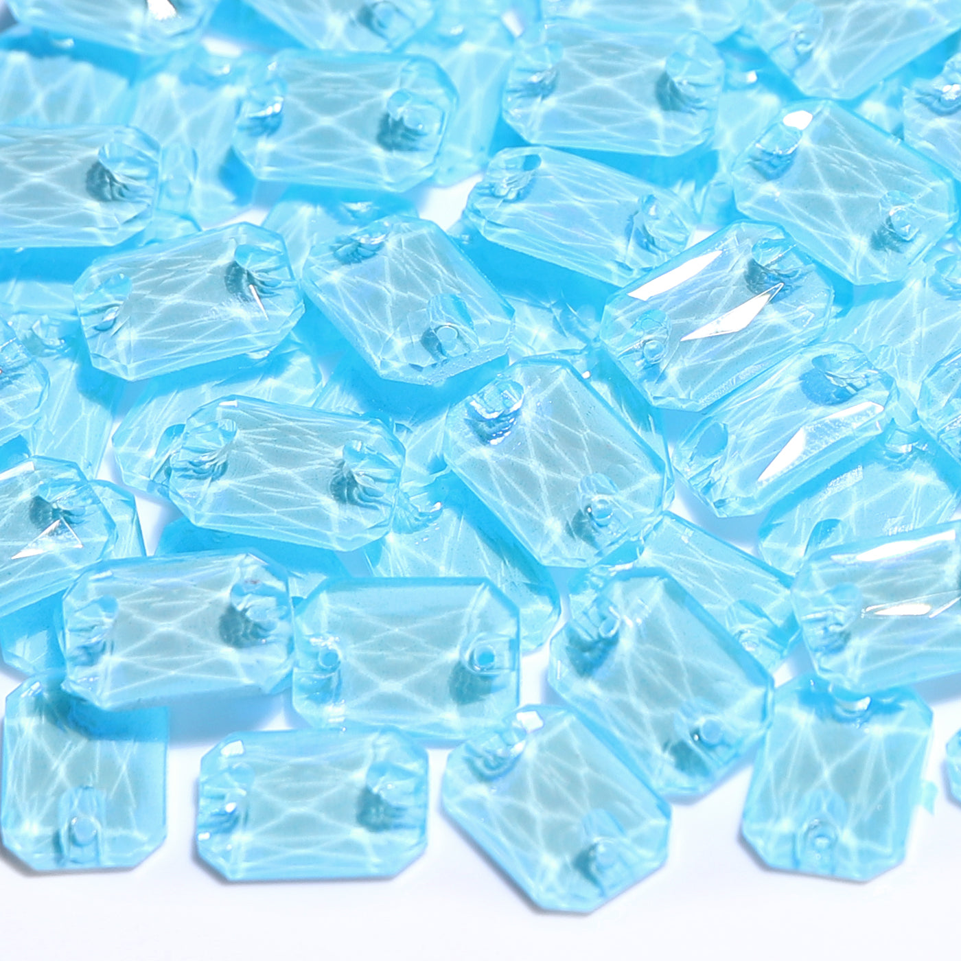 Electric Neon Aquamarine Octagon Shape High Quality Glass Sew-on Rhinestones