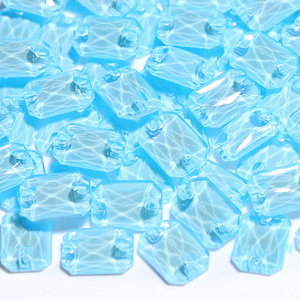 Electric Neon Aquamarine Octagon Shape High Quality Glass Sew-on Rhinestones WholesaleRhinestone
