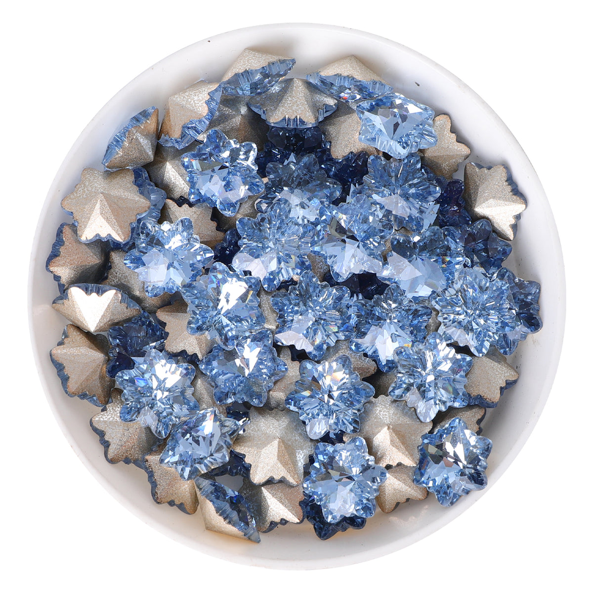 Lt Light Blue Snowflake Shape Glass Pointed Back Fancy Rhinestones WholesaleRhinestone Main image