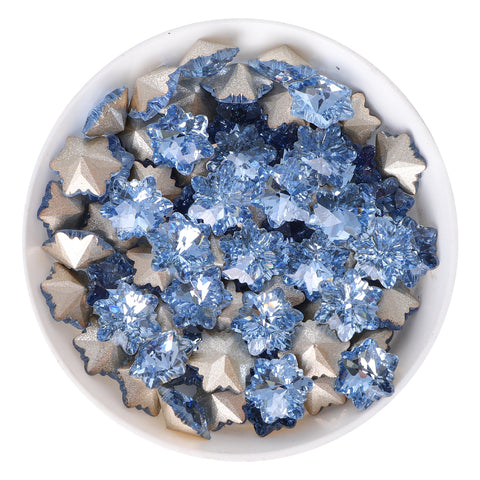 Lt Light Blue Snowflake Shape Glass Pointed Back Fancy Rhinestones WholesaleRhinestone Imagen principal del producto