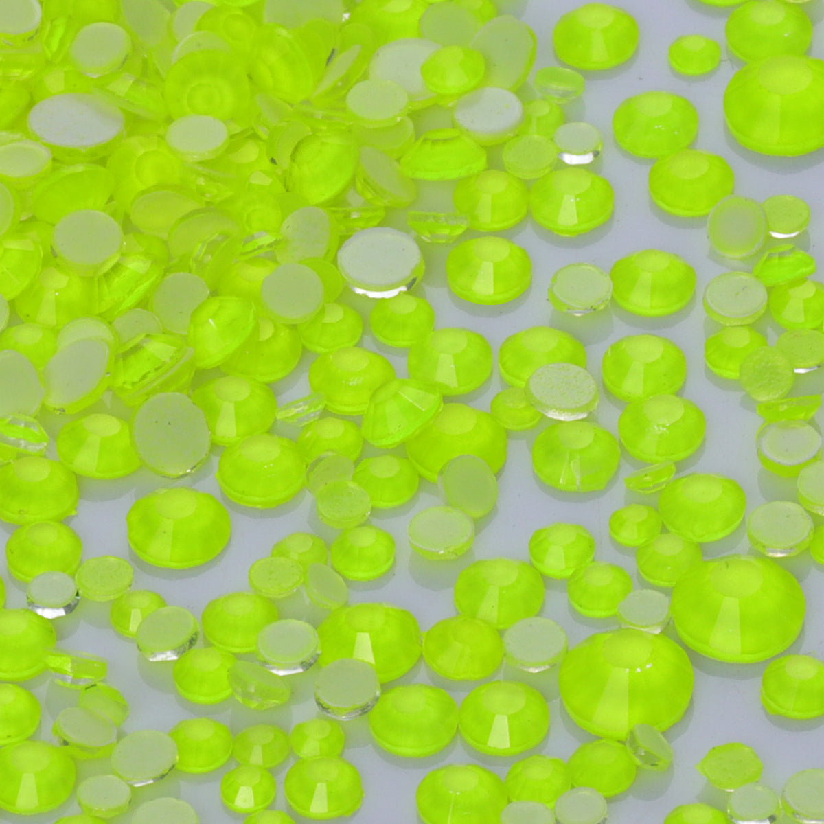 Mixed Sizes Yellow FlatBack Neon Rhinestones For Nail Art