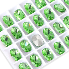 Peridot Cushion Shape High Quality Glass Pointed Back Fancy Rhinestones