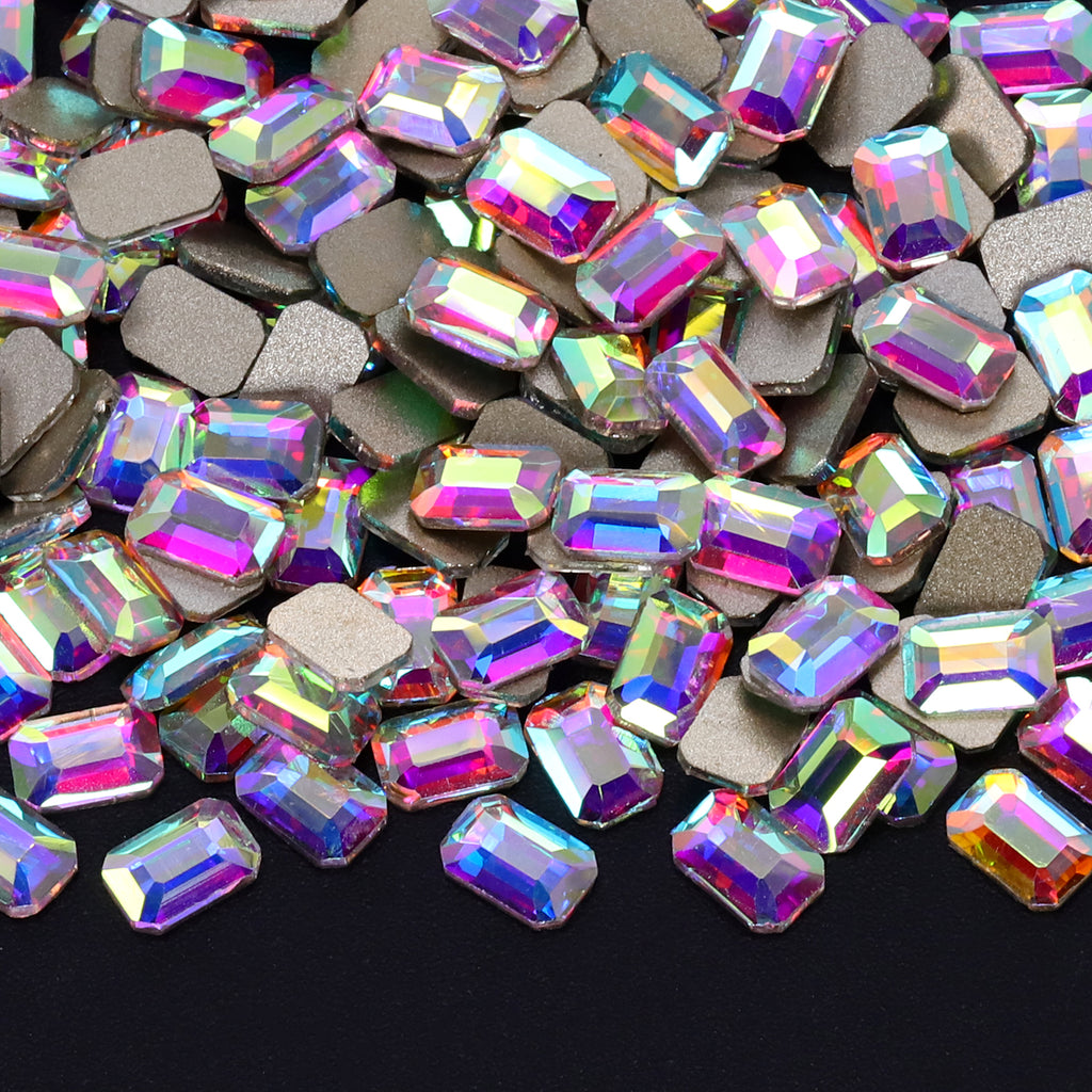 Octagon Shape Crystal AB Flat Back Fancy Rhinestones
