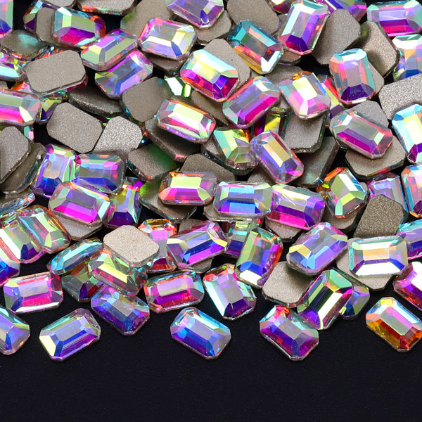 Octagon Shape Crystal AB Flat Back Fancy Rhinestones