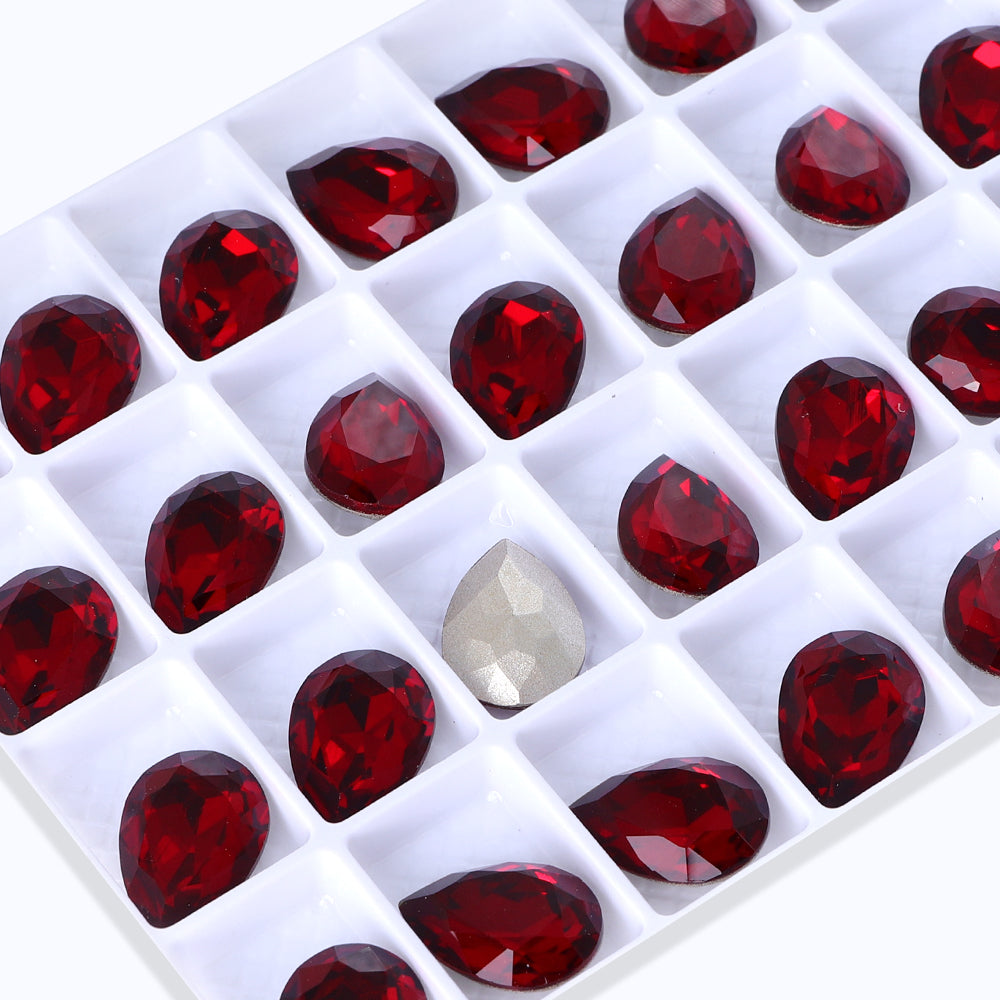 Siam Pear Shape High Quality Glass Pointed Back Fancy Rhinestones