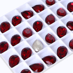 Siam Pear Shape High Quality Glass Pointed Back Fancy Rhinestones