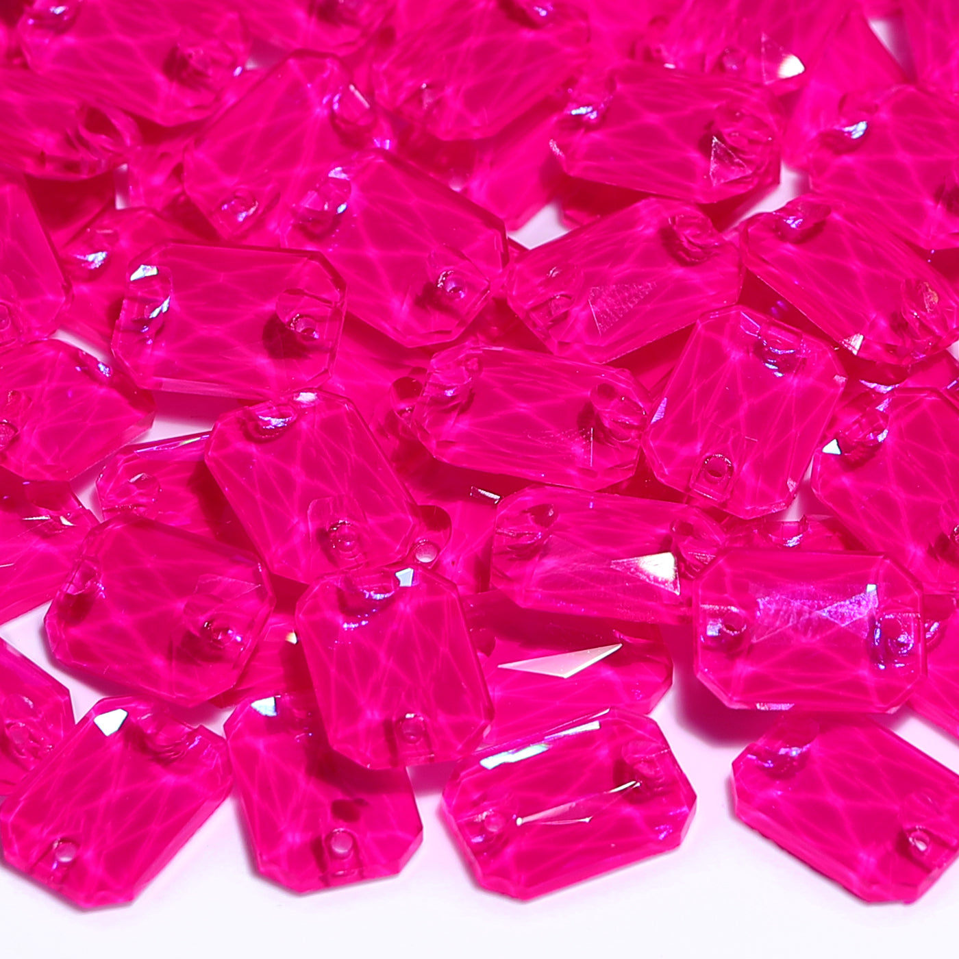 Electric Neon Fuchsia Octagon Shape High Quality Glass Sew-on Rhinestones